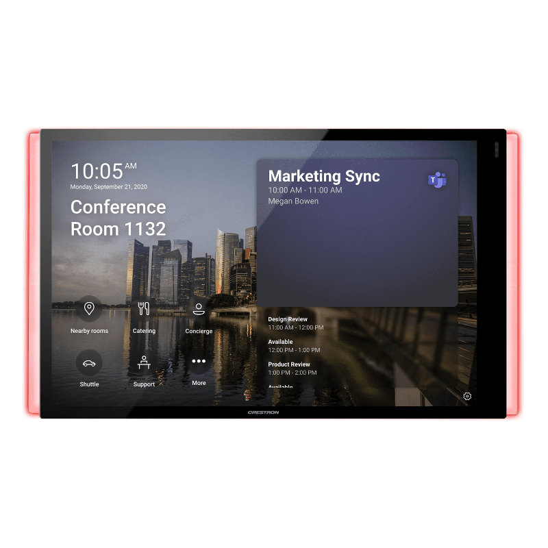 Get Crestron 10.1 in. Room Scheduling Touch Screen for Microsoft Teams® Software, Black Smooth, includes one TSW-1070-LB-B-S light bar from Malaysia Distributor - vnetwork